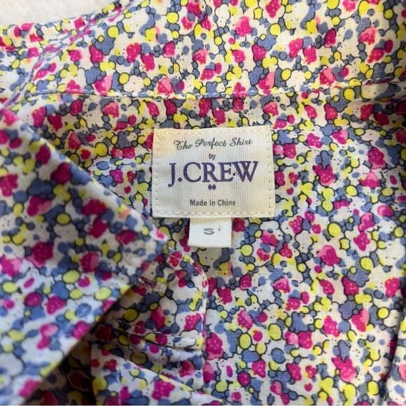 J Crew The Perfect Shirt Multi Abstract Dots Printed Button Up Shirt Sz S - Picture 6 of 6